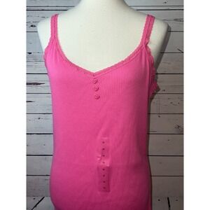 NWT Y2K Babydoll Tank Top Plus Size 1X Ribbed Coquette‎ Pink Womens Ribbed Pink